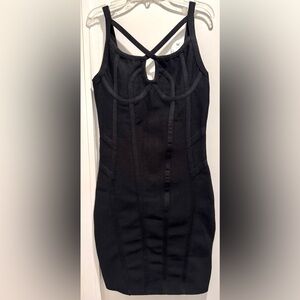 Gold Label Wow Couture Black Bodycon Corset Bandage Dress. Size M. NWT!
